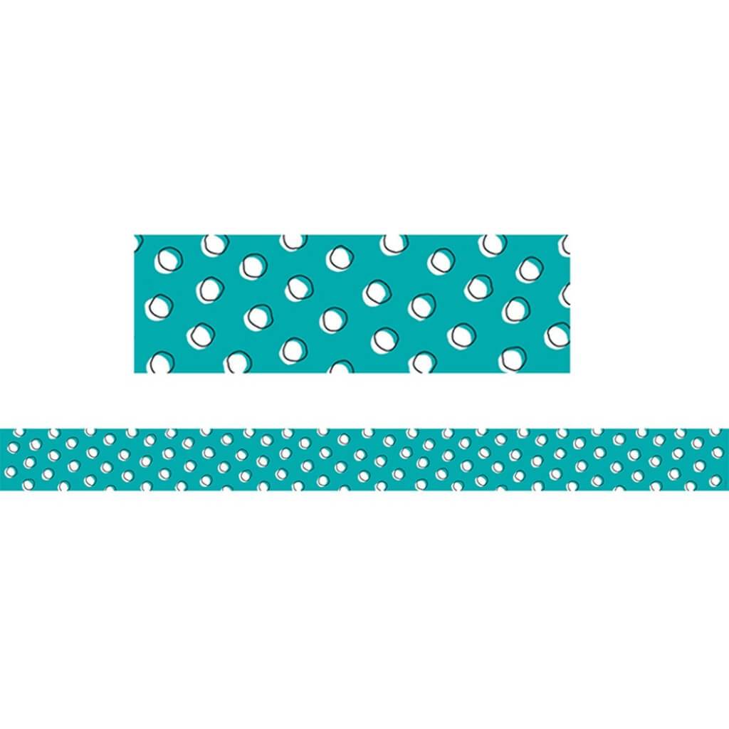 Doodle Dots On Teal Straight Border 