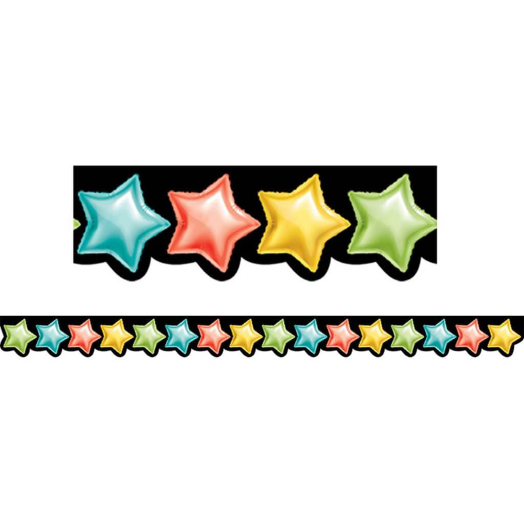 Rainbow Mylar Balloon Stars Border 