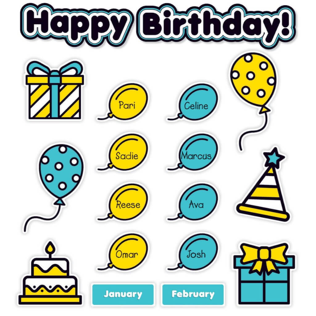 Aqua Oasis Birthday Graph Bulletin Board