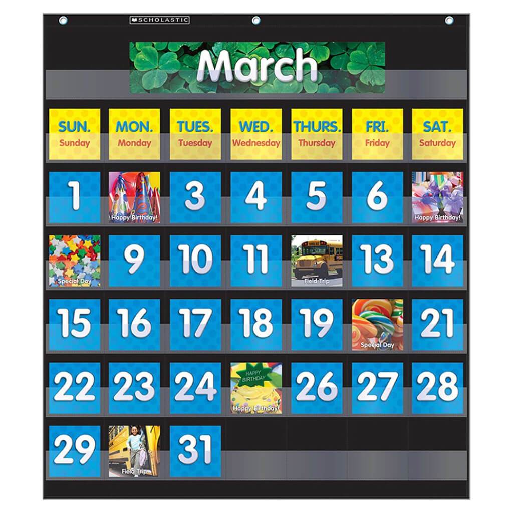 Monthly Calendar (Black) Pocket Chart