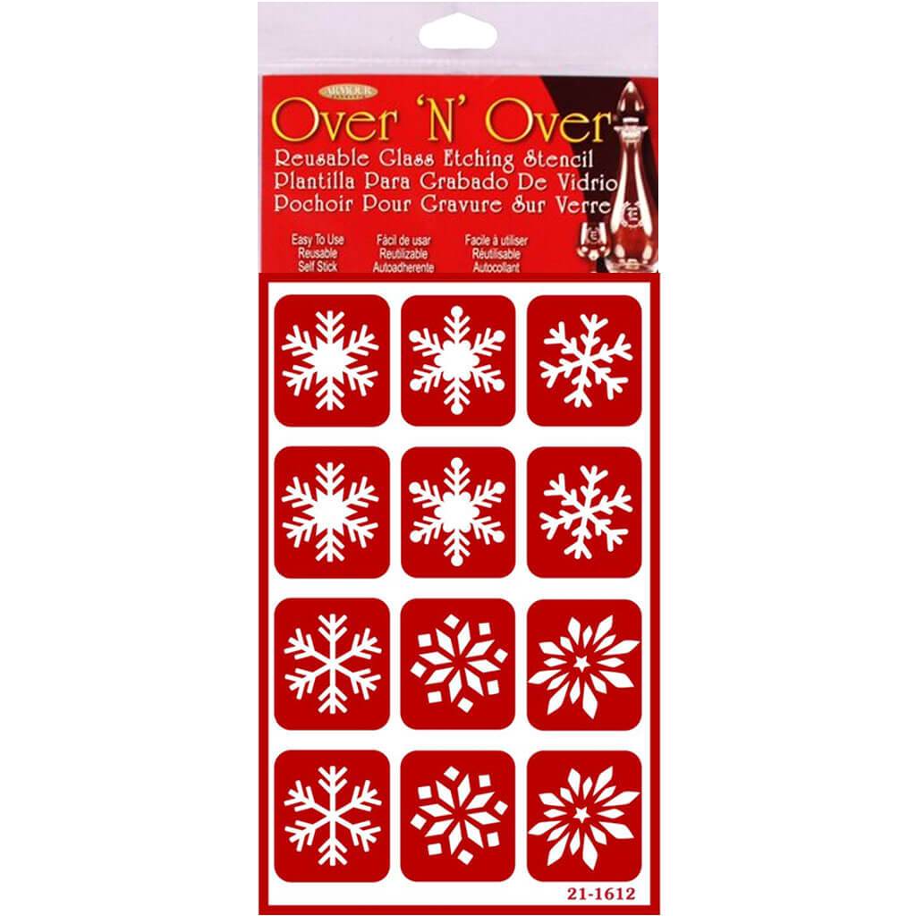 Over &#39;N&#39; Over Reusable Stencils 5in x 8in Snowflakes