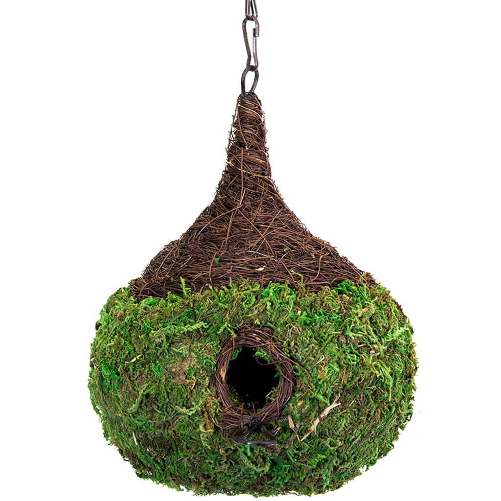 Raindrop Woven Birdhouse with Wicker Medium 9.5in x 10.5in Fresh Green