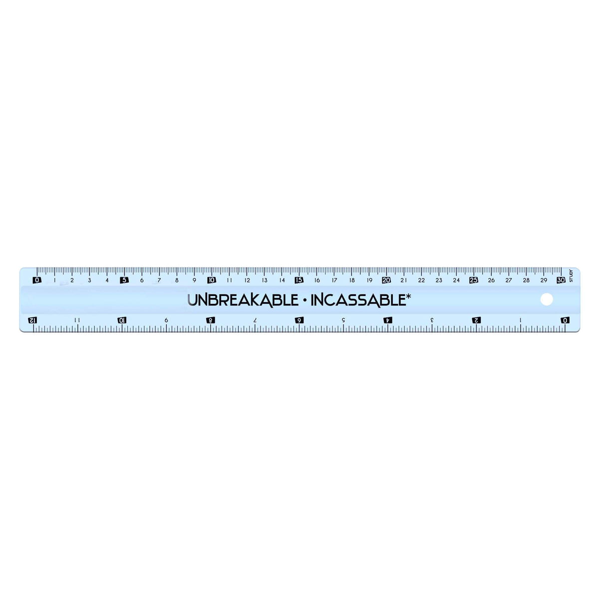 STUDY UNBREAKABLE HANG HOLE FLAT RULER 12IN 