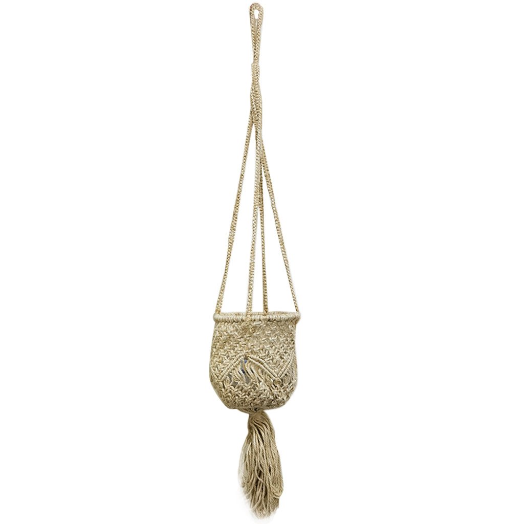 Jute Pot Hanger 6 x 6in Jute Pot with Design Ivory 40in