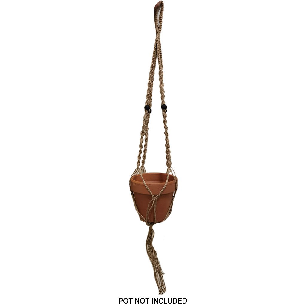 Jute Pot Hanger with Beaded Natural 39in