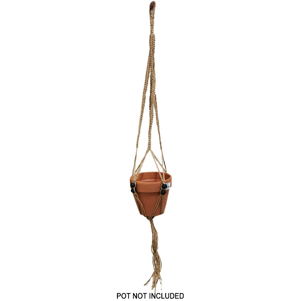 Jute Pot Hanger Beaded Design Natural 39in