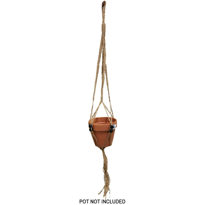 Jute Pot Hanger Beaded Design Natural 39in