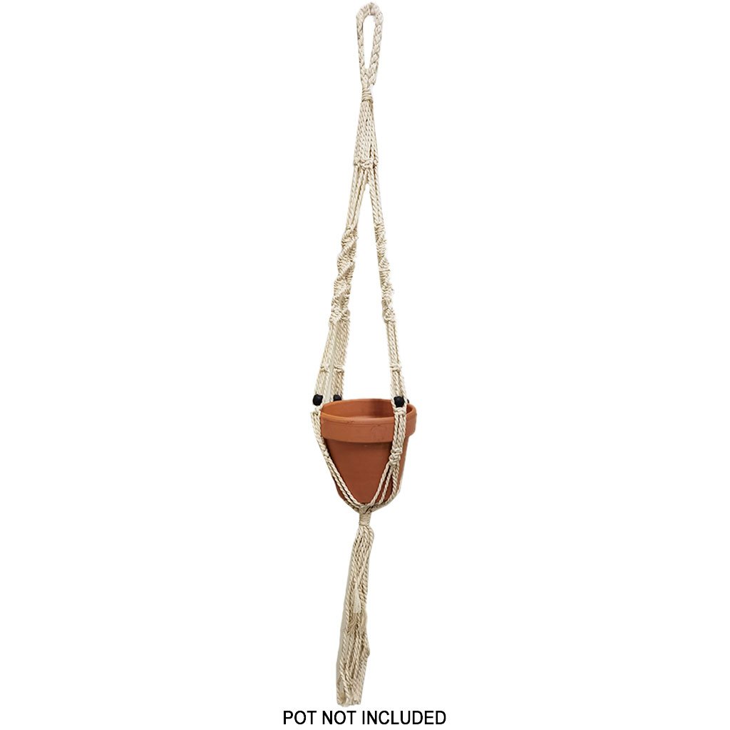Cotton Pot Hanger with Beaded Ivory 39in