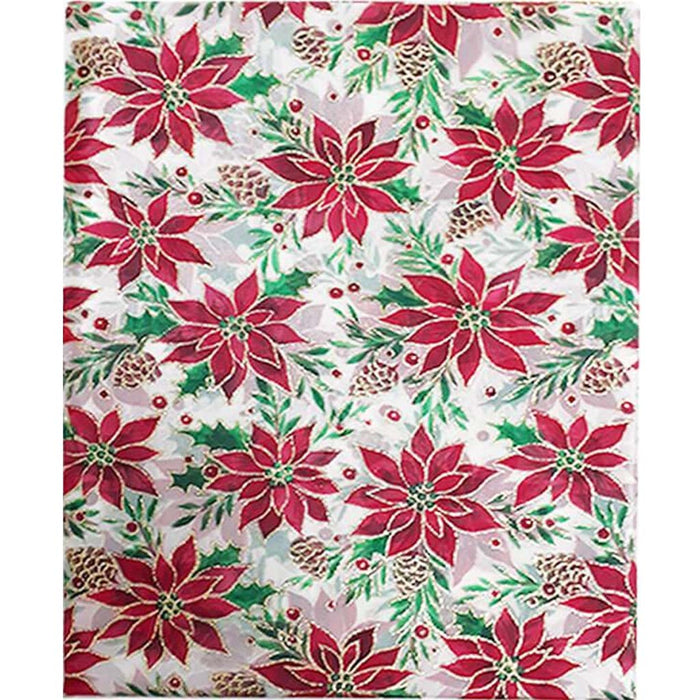 Red Poinsettia & Gold Glitter Ivory 28in x 3yd 
