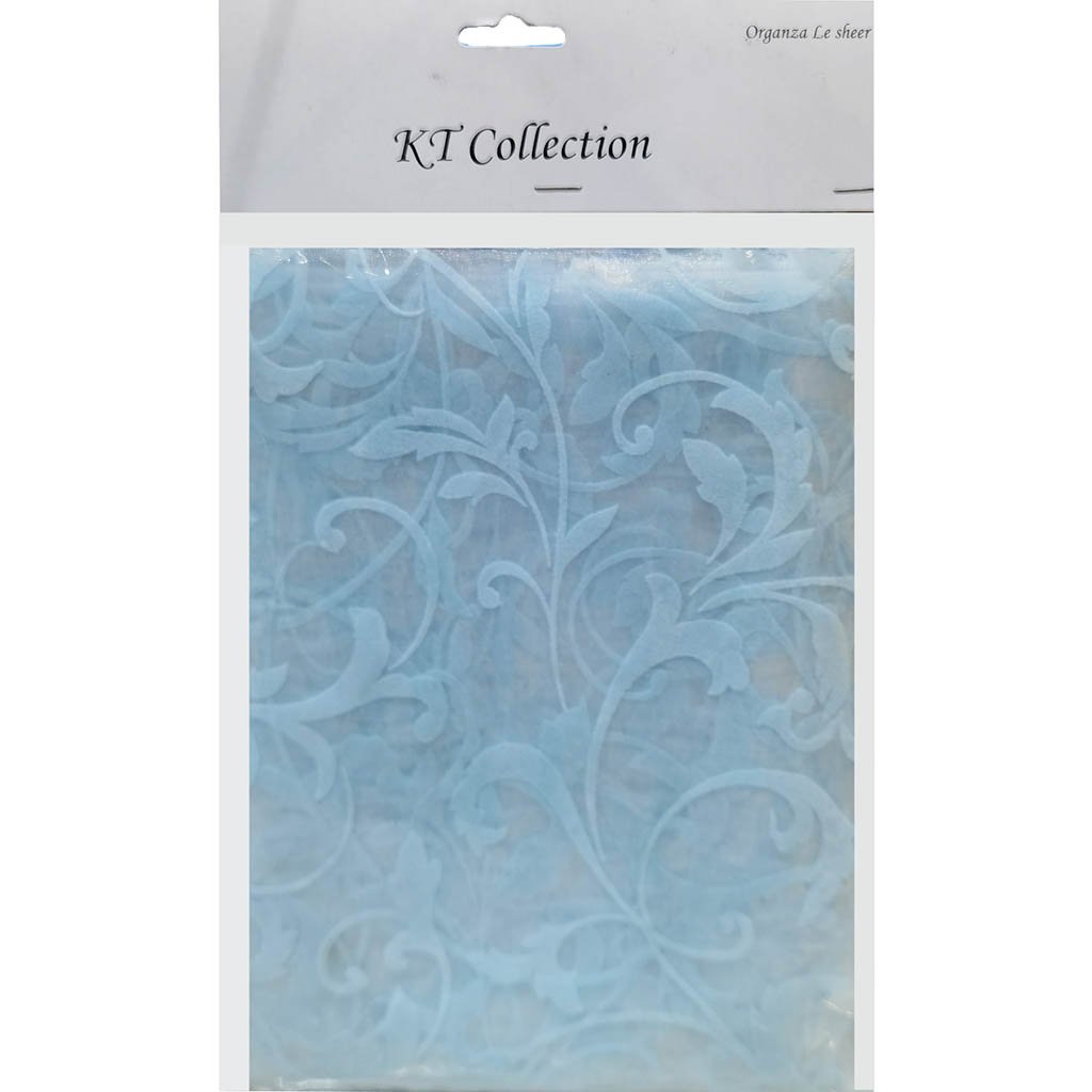 Le Sheer Flocked Damask Baby Blue 25in x 3yd