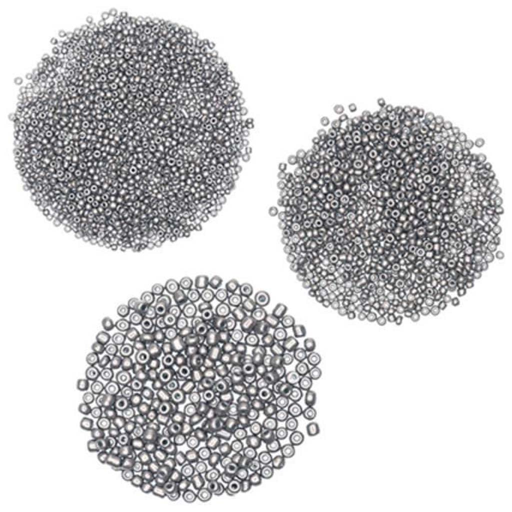 GLASS SEED BEADS SMOOTH FINISH MATTE METALLIC 25GMS SILVER 