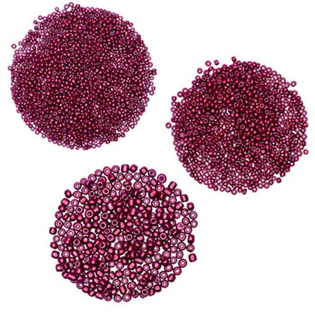 GLASS SEED BEADS SMOOTH FINISH MATTE METALLIC 25GMS BORDEAUX 