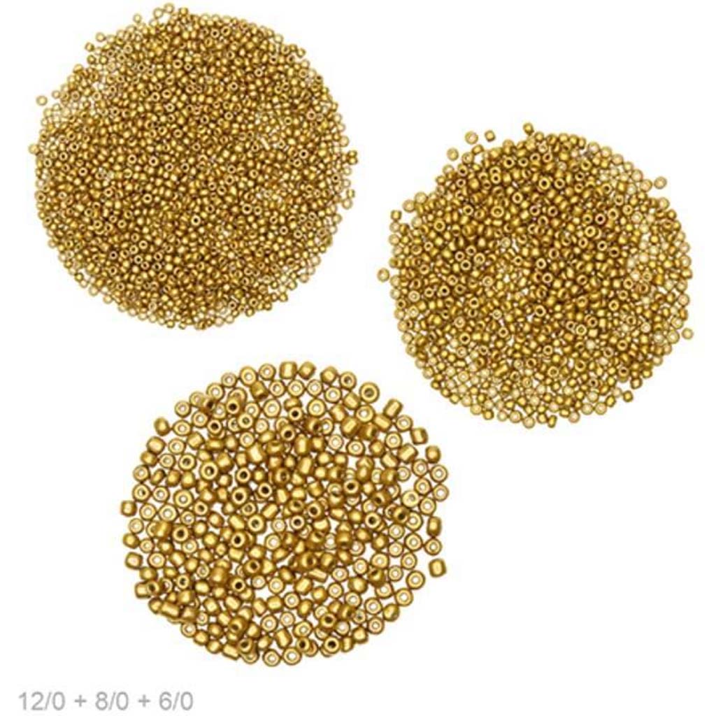 GLASS SEED BEADS SMOOTH FINISH MATTE METALLIC 25GMS GOLDMINE 