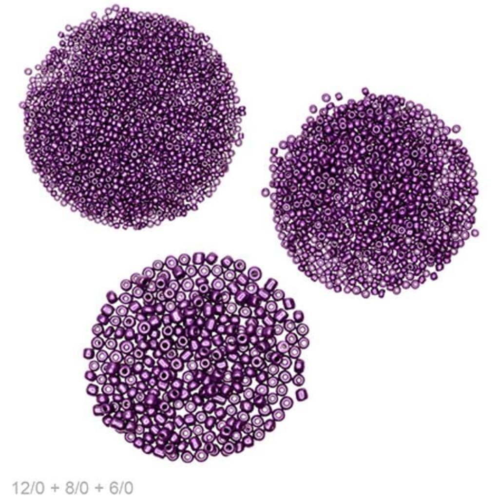 GLASS SEED BEADS SMOOTH FINISH MATTE METALLIC HAZE 25GMS PURPLE 