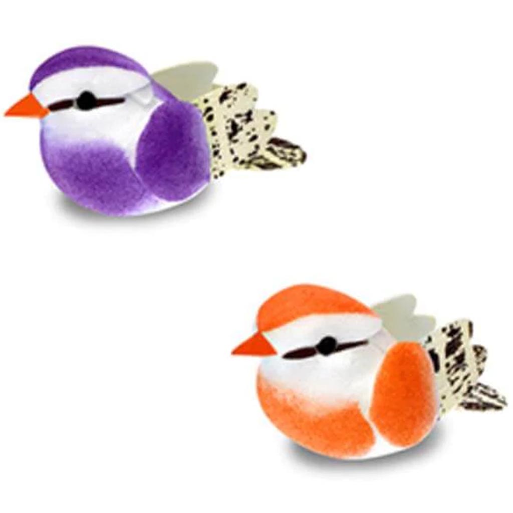 Mini Bird X3 Craft Decor Orange/Violet 1.31&quot; 