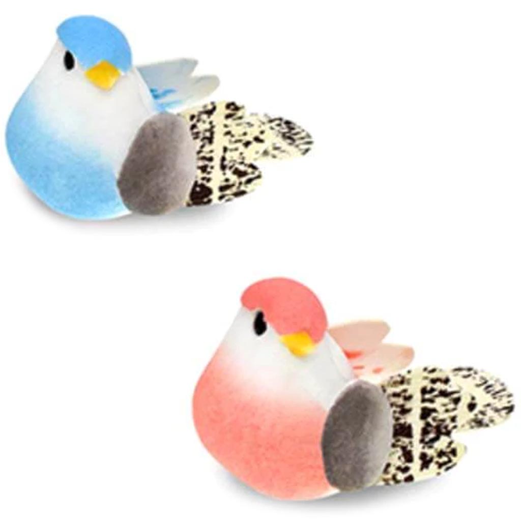 Mini Bird X3 Craft Decor Pink/Blue 1.69&quot; 