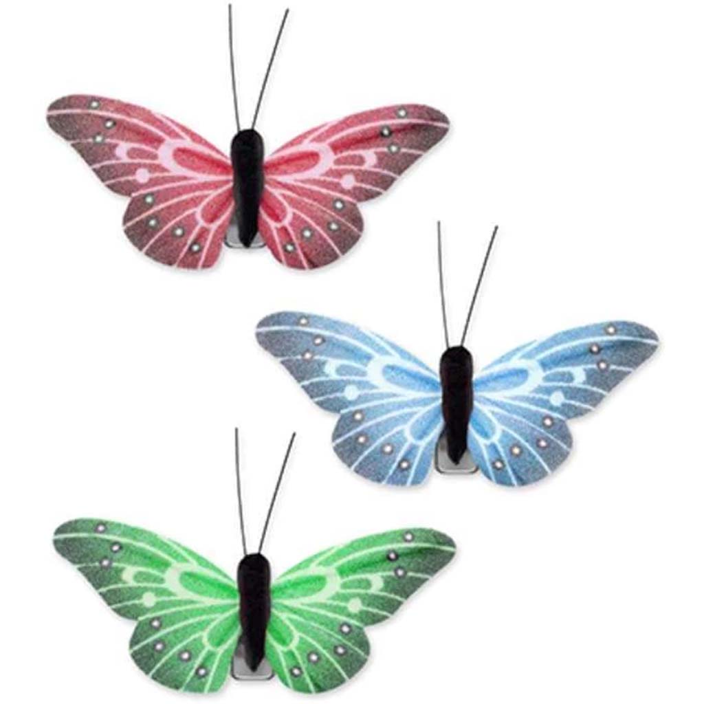 MINI BUTTERFLIES X3 W/CLIP GLAM 2.62&quot; 