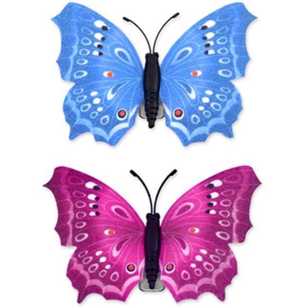 MINI BUTTERFLIES X2 W/CLIP BLUE/VIOLET 3&quot; 