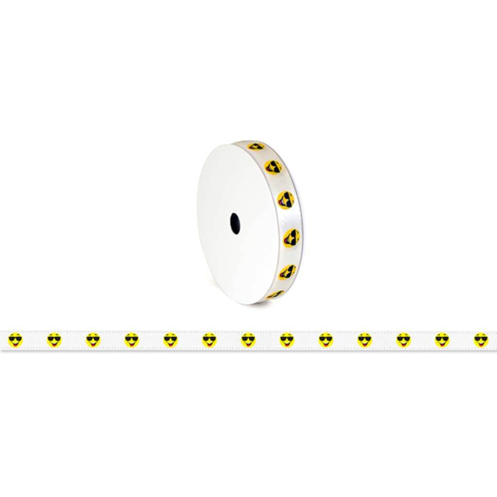 Craft Decor Ribbons &amp; Trims Satin Printed Rolls Emoticons 3/8 x 3.5y 
