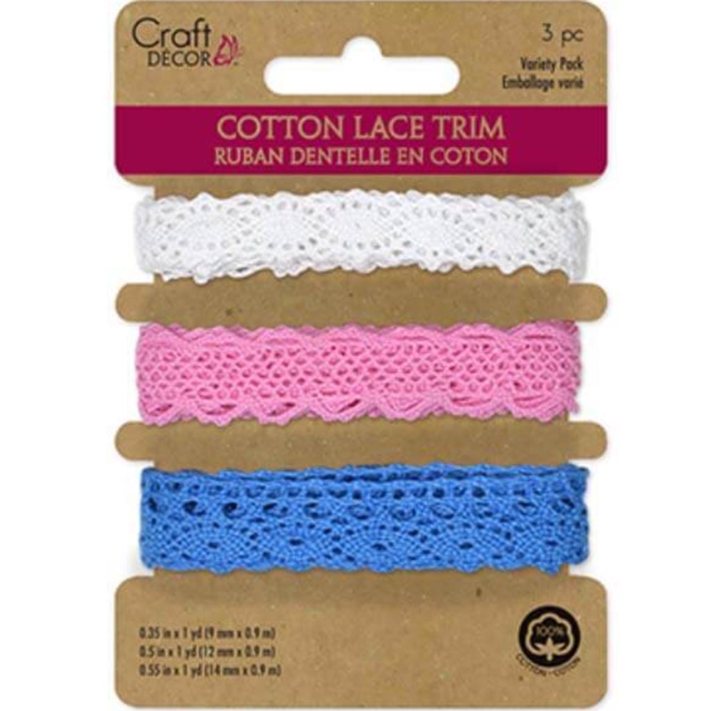 RIBBONS COTTON LACE MEDLEY BABY 3YD 