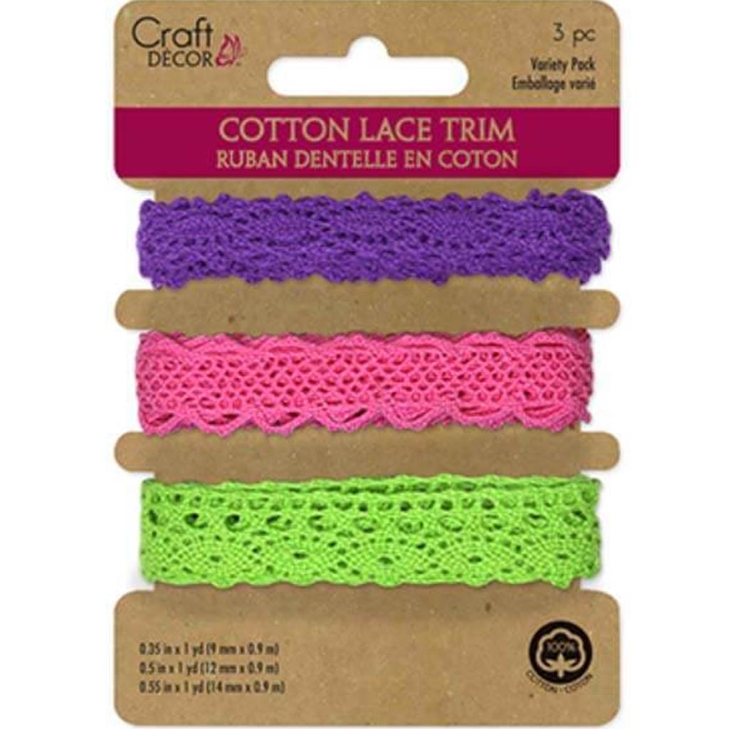 RIBBONS COTTON LACE MEDLEY GLAM 3YD 