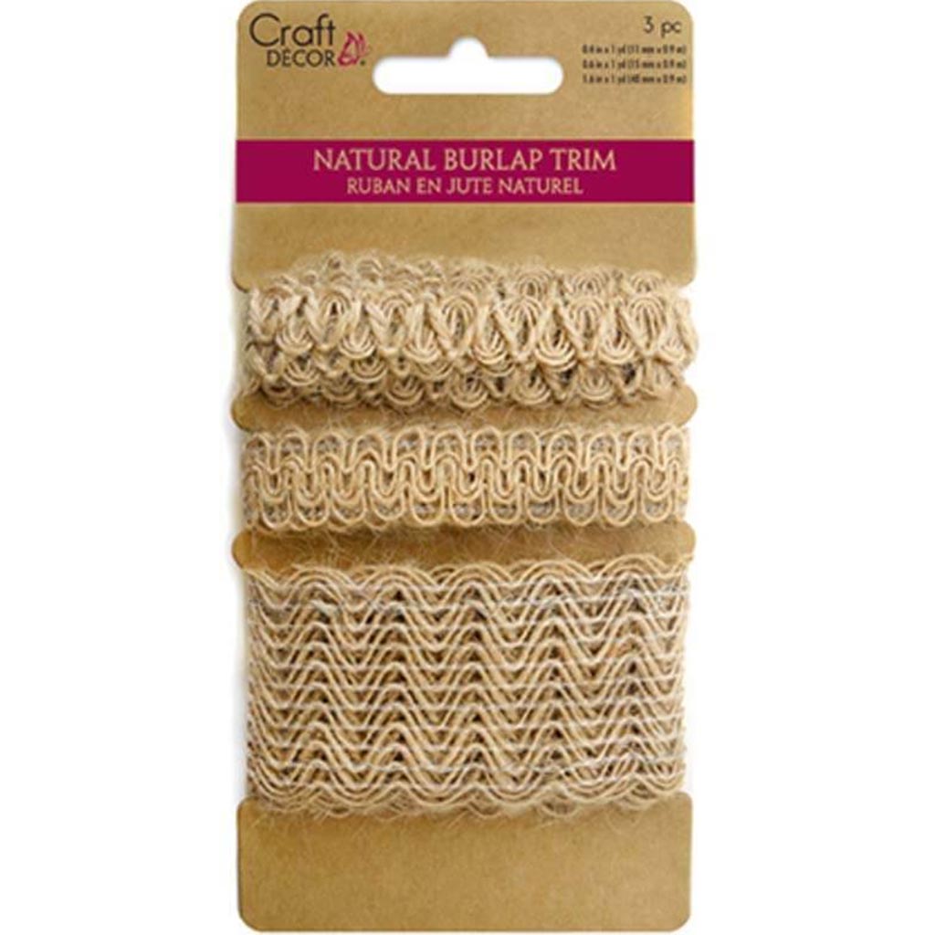 NATURAL BURLAP TRIM MULTI-PACK WAVE MEDLEY 3YD 