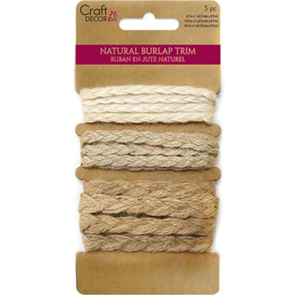 NATURAL BURLAP TRIM MULTI-PACK BRAIDED TRIMS 3YD 