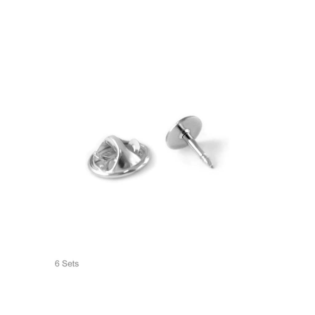 PIN BACK/PIN SET 6SETS/PK JEWELRY FINDINGS SILVER 