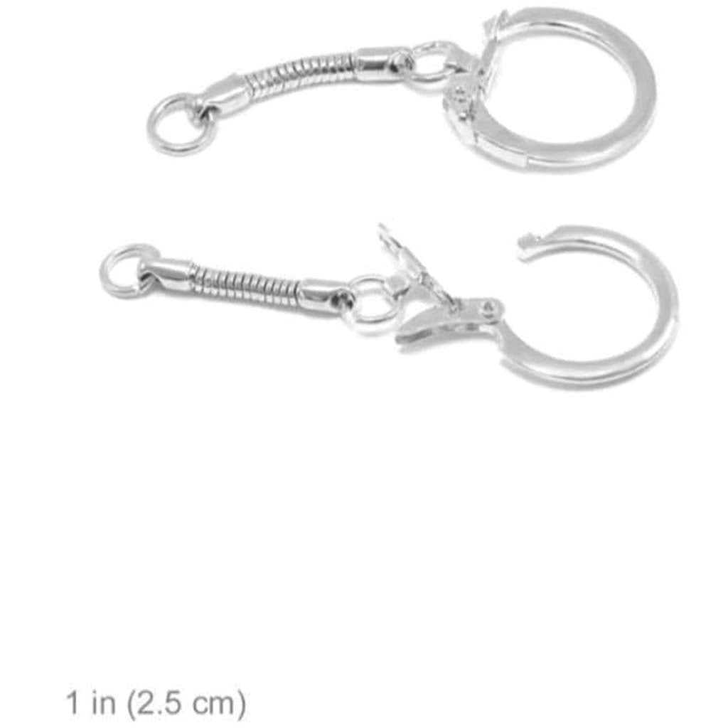 SNAKE KEY CHAIN 6.2CM(L) X3 JEWELRY FINDINGS 2.5CM SILVER 