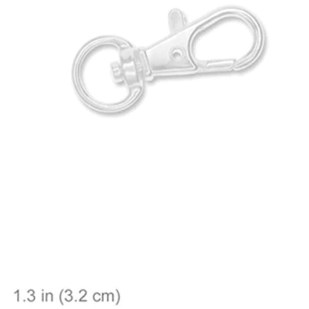 KEY RING CLIP X5 W/SWIVEL RING JEWELRY FINDINGS 1.25&quot; SILVER 