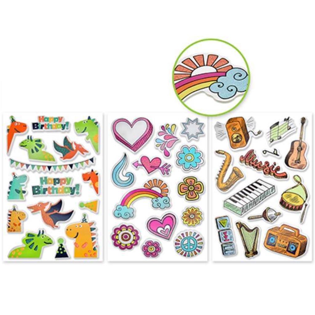 GLITTER 3D FOAM-FUN STICKERS FUN AND FROLIC 14X21&quot; 