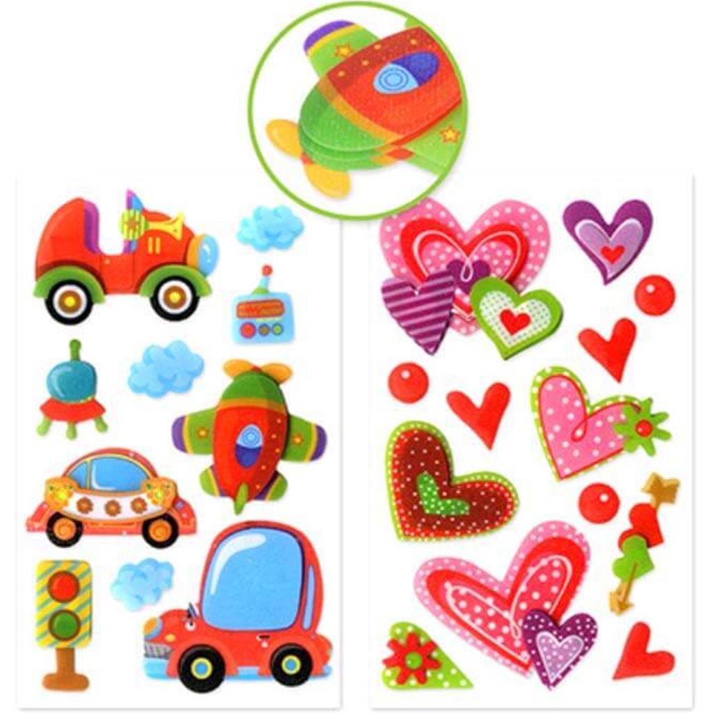 KRAFTY KIDS: 3D POP-UP STICKER GLITTER KID FUN 4X7 