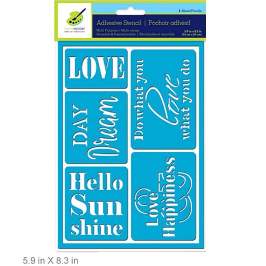 COLOR FACTORY ADHESIVE STENCIL REUSABLE &amp; REPOSITIONABLE 5.9X8.3 LOVE 