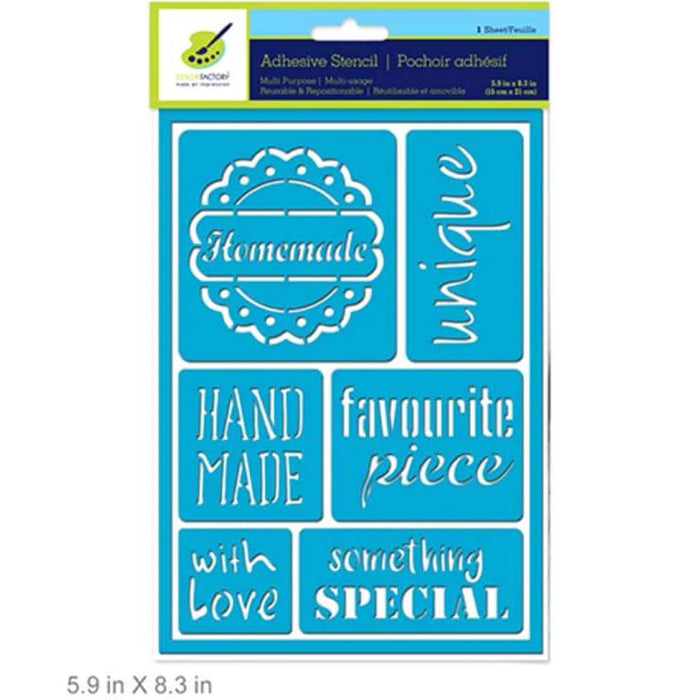 COLOR FACTORY ADHESIVE STENCIL REUSABLE & REPOSITIONABLE 5.9X8.3 HANDMADE 