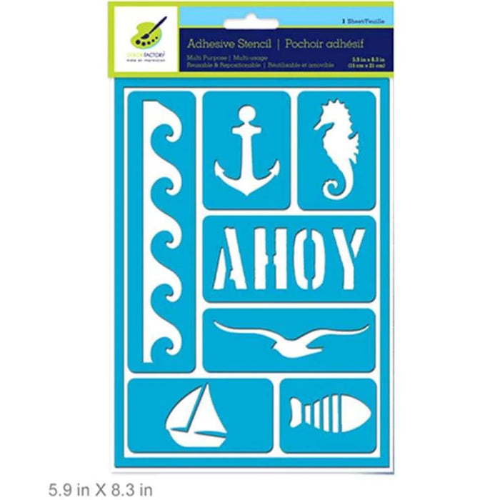 COLOR FACTORY ADHESIVE STENCIL REUSABLE & REPOSITIONABLE 5.9X8.3 NAUTICAL 