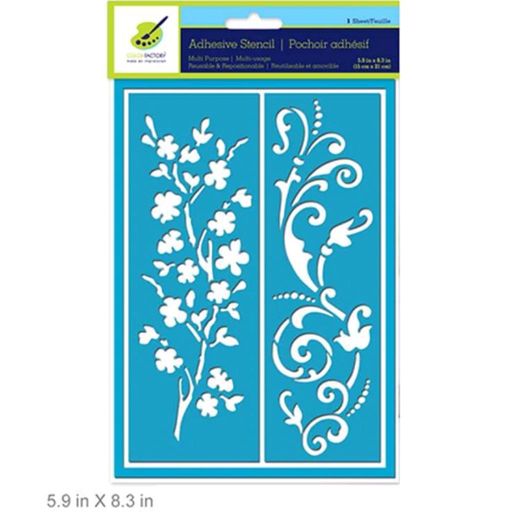 COLOR FACTORY ADHESIVE STENCIL REUSABLE &amp; REPOSITIONABLE 5.9X8.3 BIG VINE 