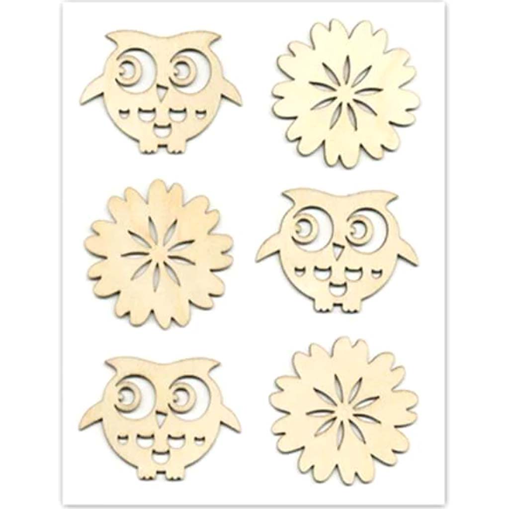 Paper Craft Emb: Laser Cut Wood Stickers Owl 5x8 