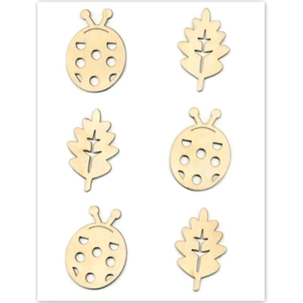 Paper Craft Emb: Laser Cut Wood Stickers Ladybug 5x8 