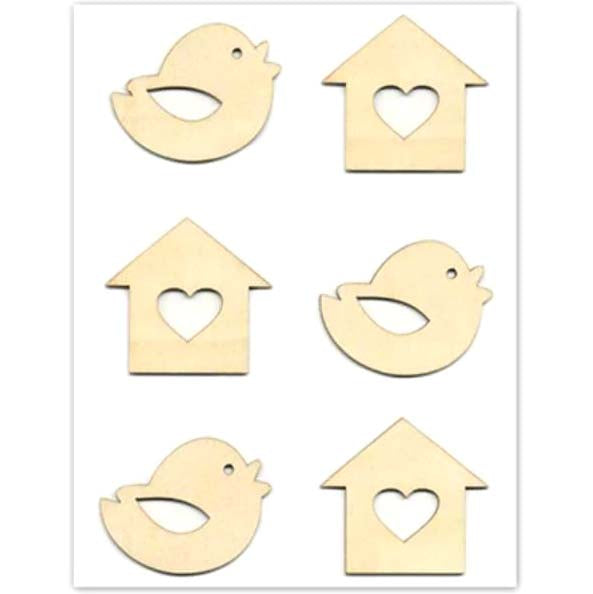Paper Craft Emb: Laser Cut Wood Stickers Chickadee 5x8 
