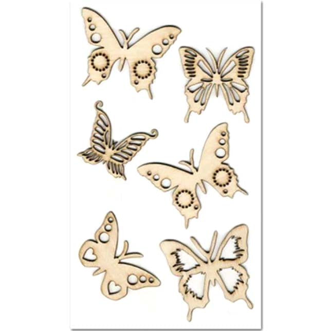 Paper Craft Emb: Laser Cut Wood 4.5in x 7.7in Butterflies 