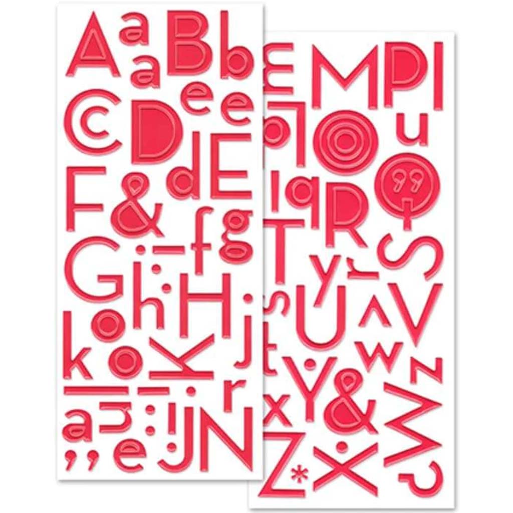 Paper Craft Sticker Gloss Puffy Alpha 2 Sheets Cherry Red 12x28 