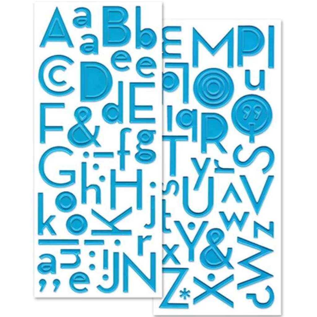 Paper Craft Sticker Gloss Puffy Alpha 2 Sheets Aqua Blue 12x28 