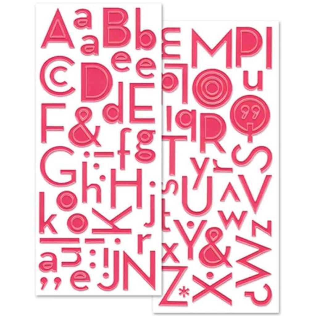 Paper Craft Sticker Gloss Puffy Alpha 2 Sheets Passion 12x28 Pink 