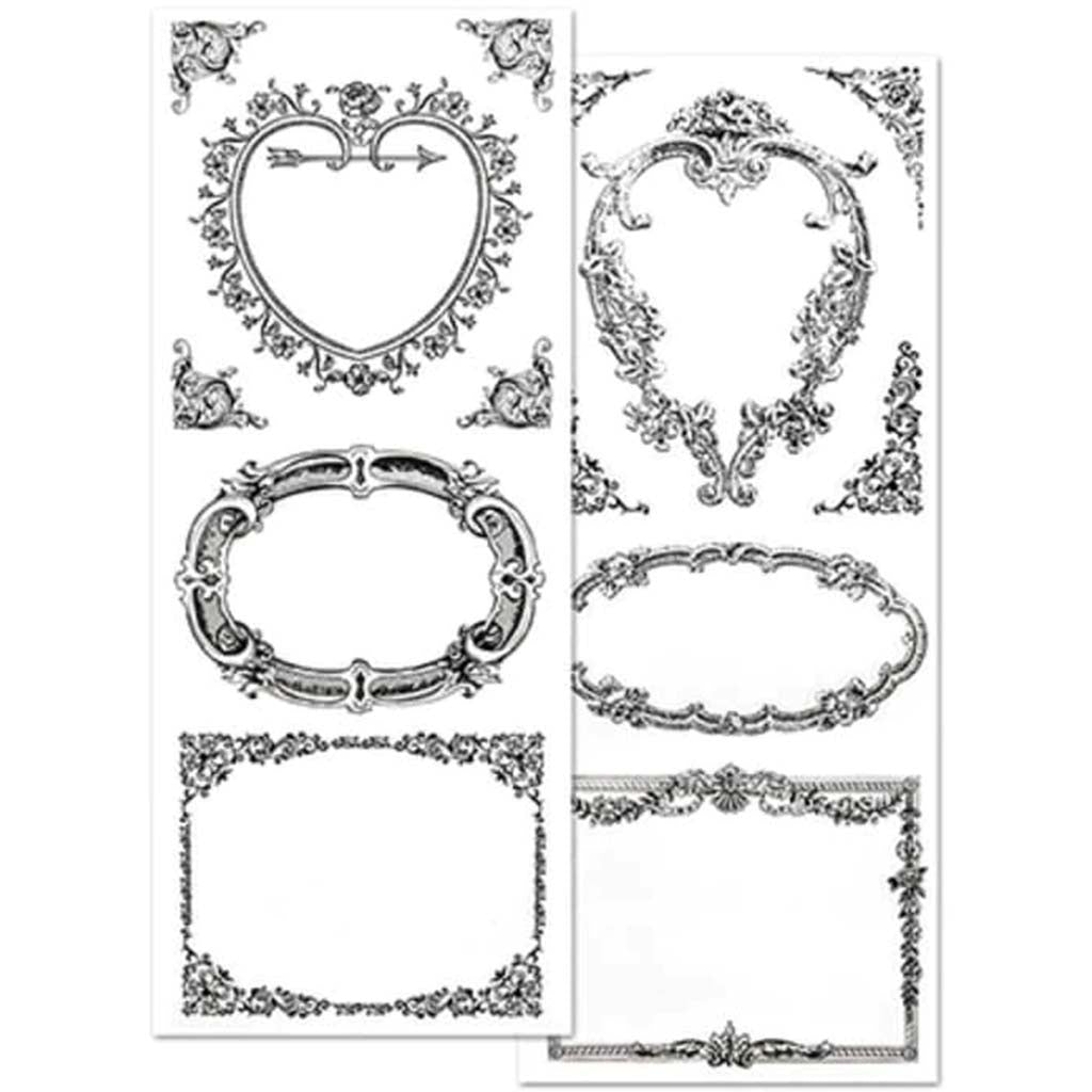 Paper Craft Sticker Frames Elegant Foil X2 Sheets Medley3 7.5x21 Black 
