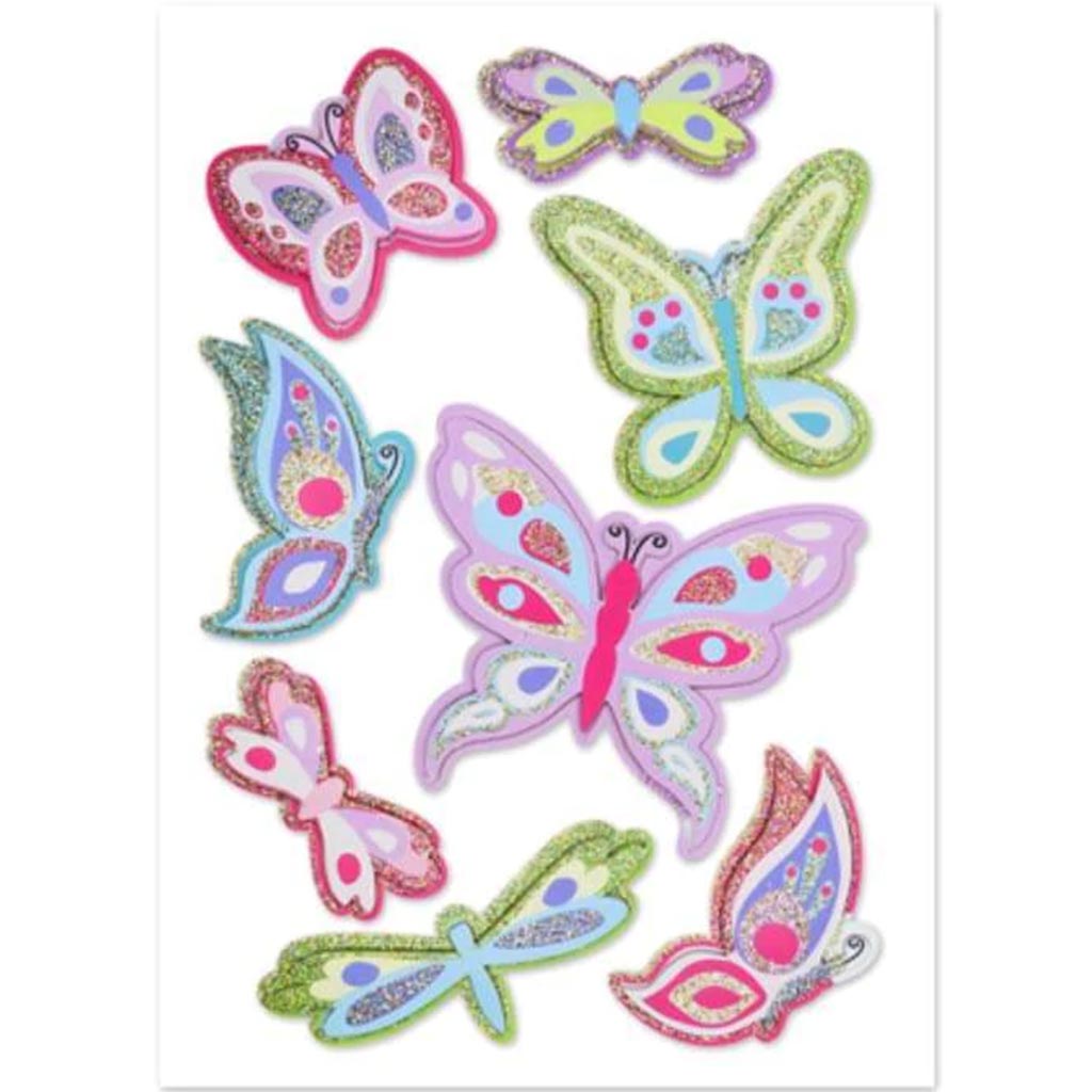 HANDMADE STICKER: 3D GLITTER BUTTERFLIES 12X16.5 