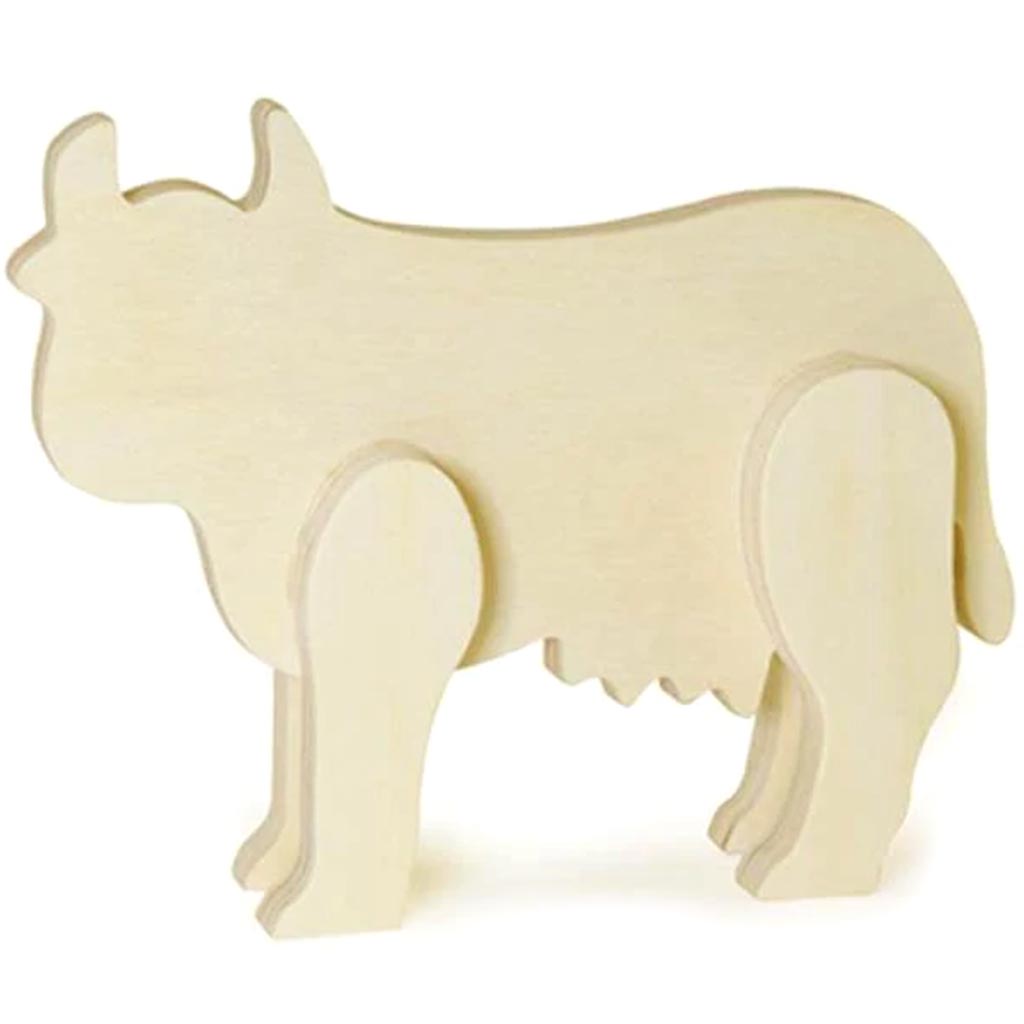 Wood Craft Diy Standing Animal Cow 6in x 1/2 