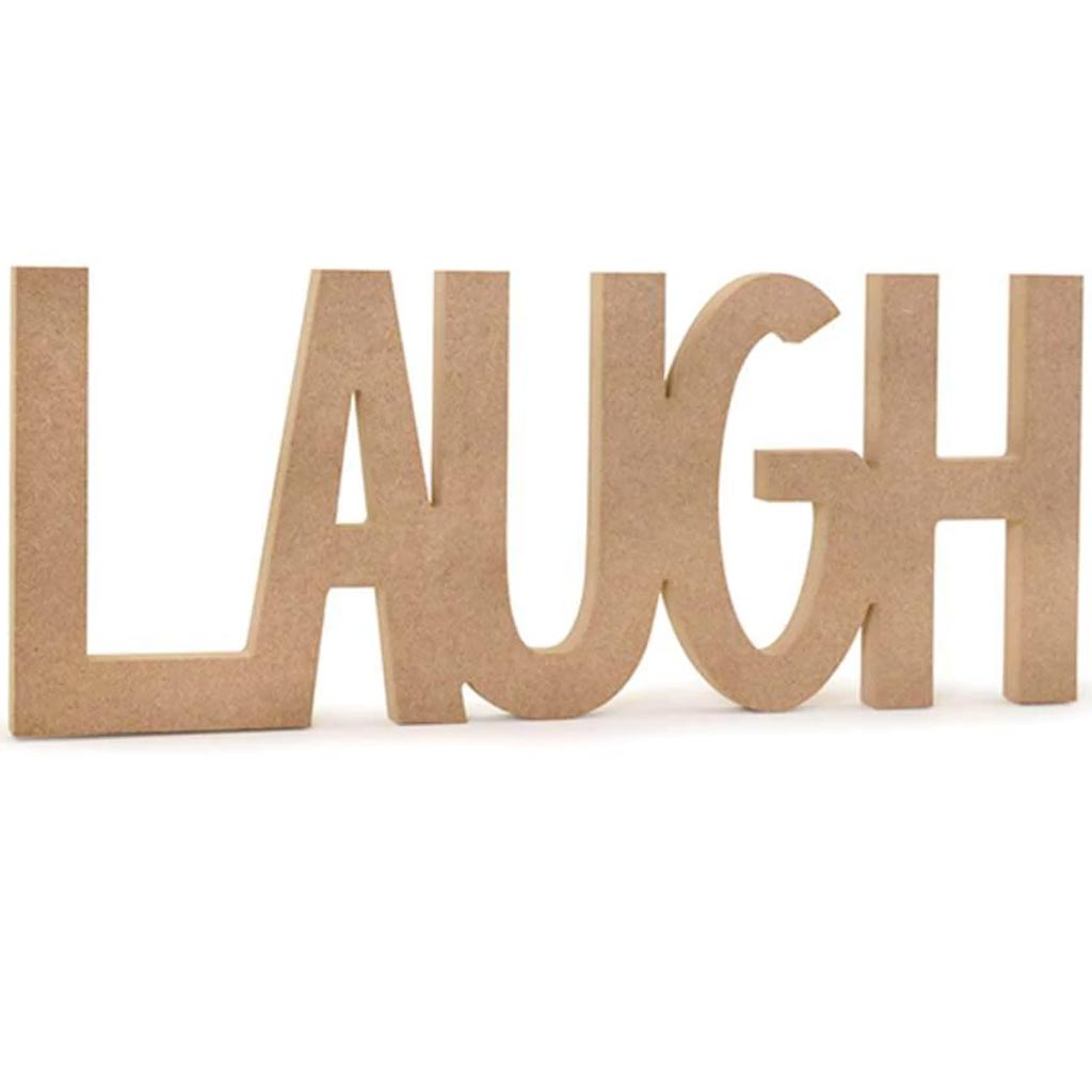 Wood Craft Diy Word Decor Mdf Standing Laugh 12in 