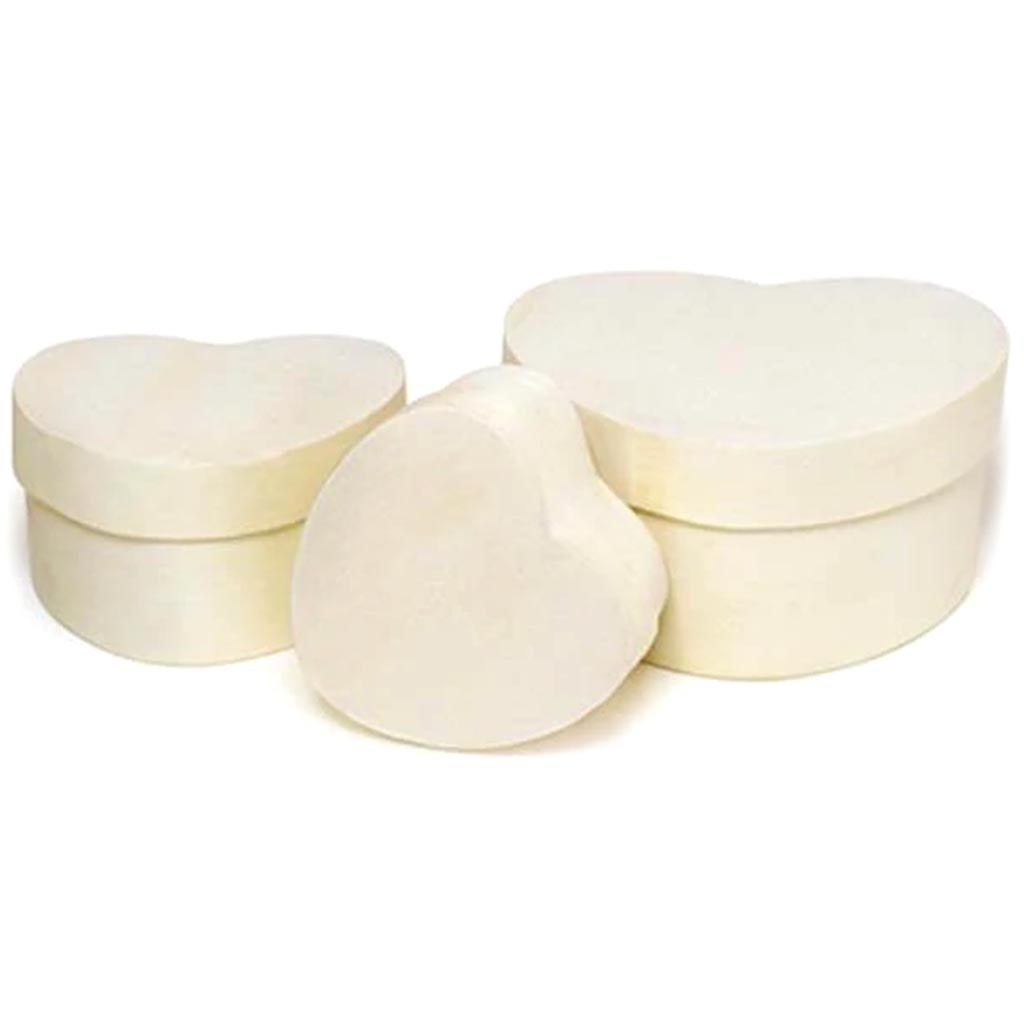 WOOD CRAFT: SHAKER BOX SET 3/SET HEART 