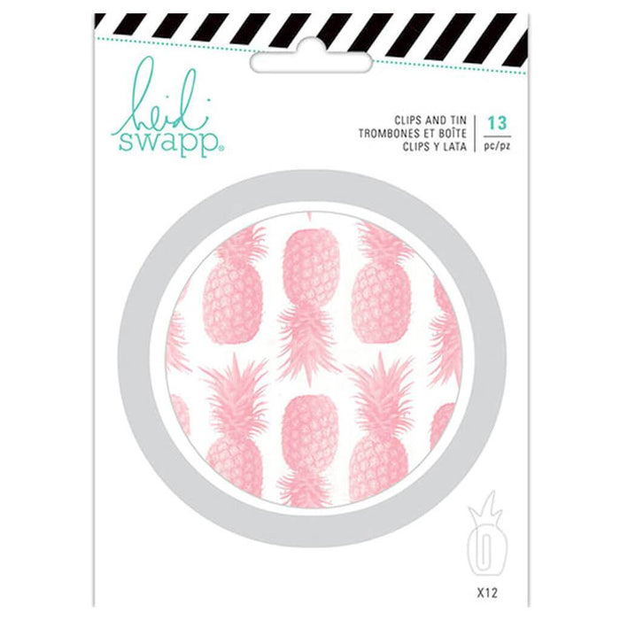 Heidi Swapp 13pcs Pineapple Clips and Tin
