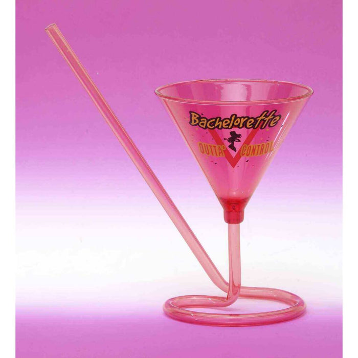 BACHELORETTE MARTINI GLASS WITH STRAW 